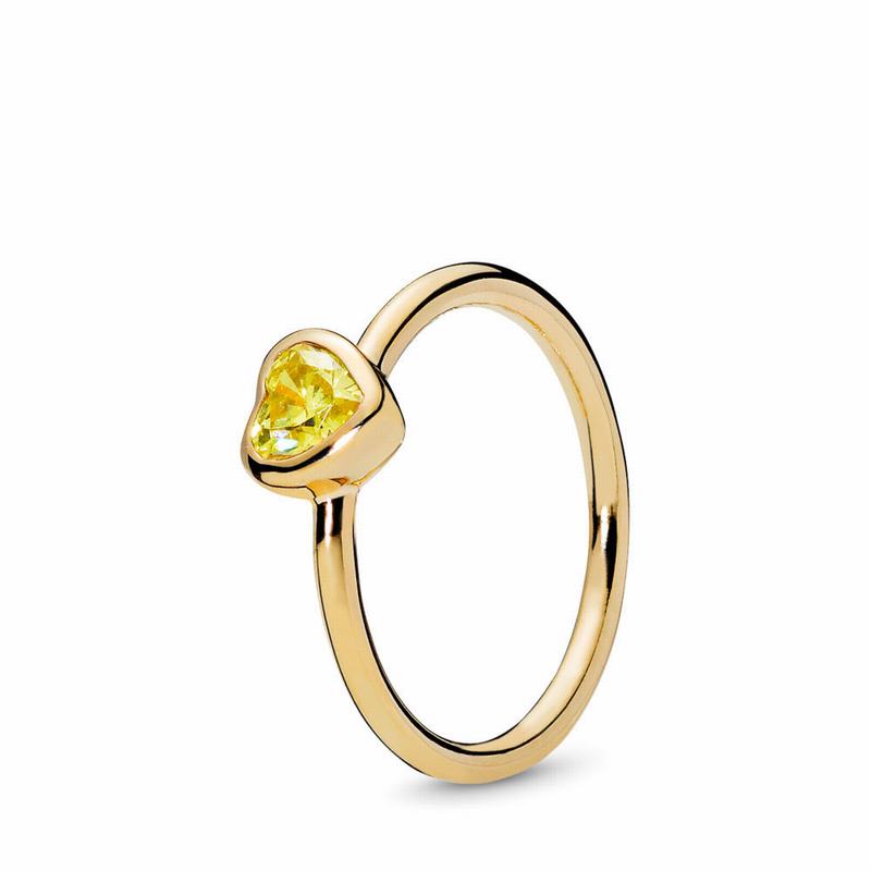 Pandora Shine™ Radiant Heart Promise Ring - 18ct Gold Plated/Yellow/Cubic Zirconia - Canada | GU3433